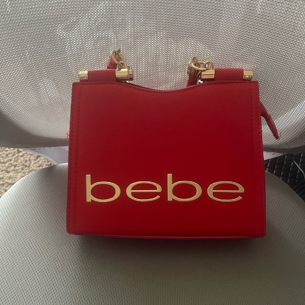 Bebe Mini Red Bag with Gold Details